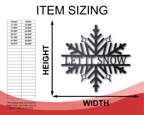 Metal Custom Snowflake Wall Art - Metal Winter Sign - 14 Color Options