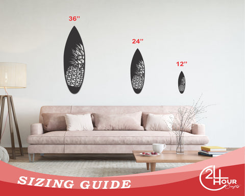 Metal Surfboard Wall Decor | Tropical Surfboard Wall Art | 15 Color Options