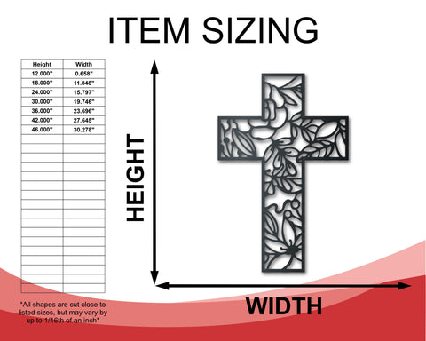 Metal Floral Cross Wall Art - 14 Color Options