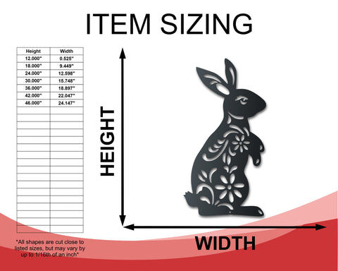 Metal Folk Flower Bunny Wall Art - 14 Color Options