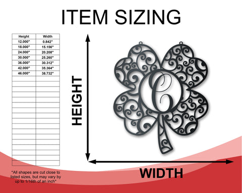 Metal Shamrock Family Monogram Wall Art - Metal St Patrick's Day Sign - 14 Color Options