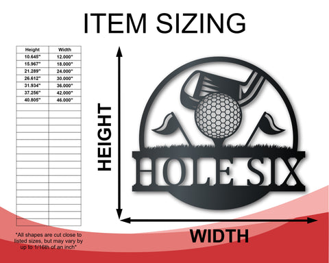 Custom Metal Golf Course Wall Art - Custom Metal Sports Sign - 14 Color Options