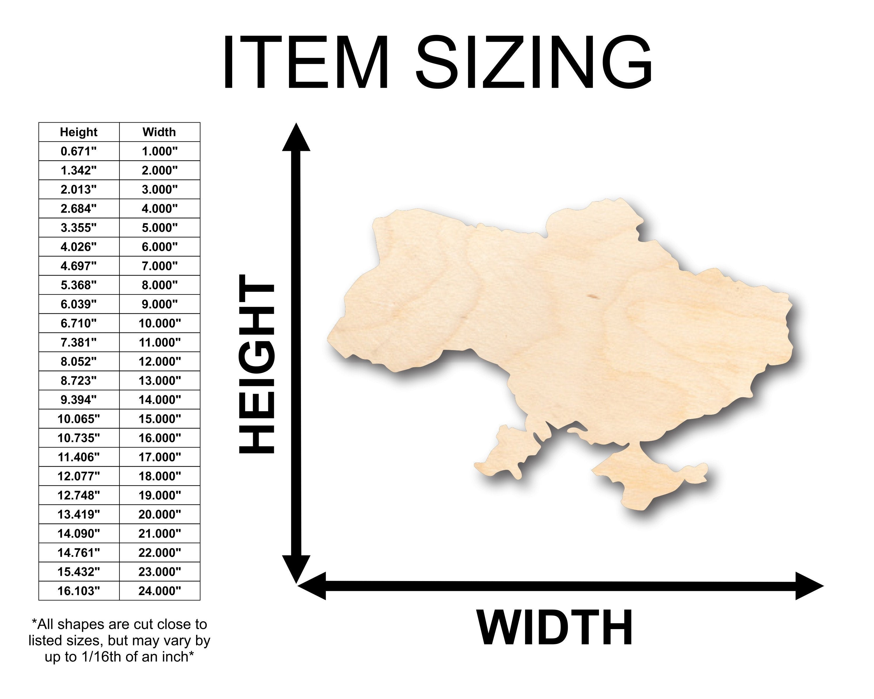 Unfinished Wooden Ukraine Shape - Country - Craft - up to 24" DIY