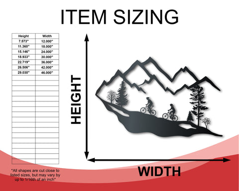 Custom Metal Mountain Biking Wall Art - Metal Sports Sign - 14 Color Options