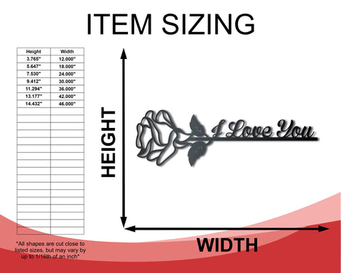 Metal Custom Rose Wall Art - Custom Metal Sign - 14 Color Options