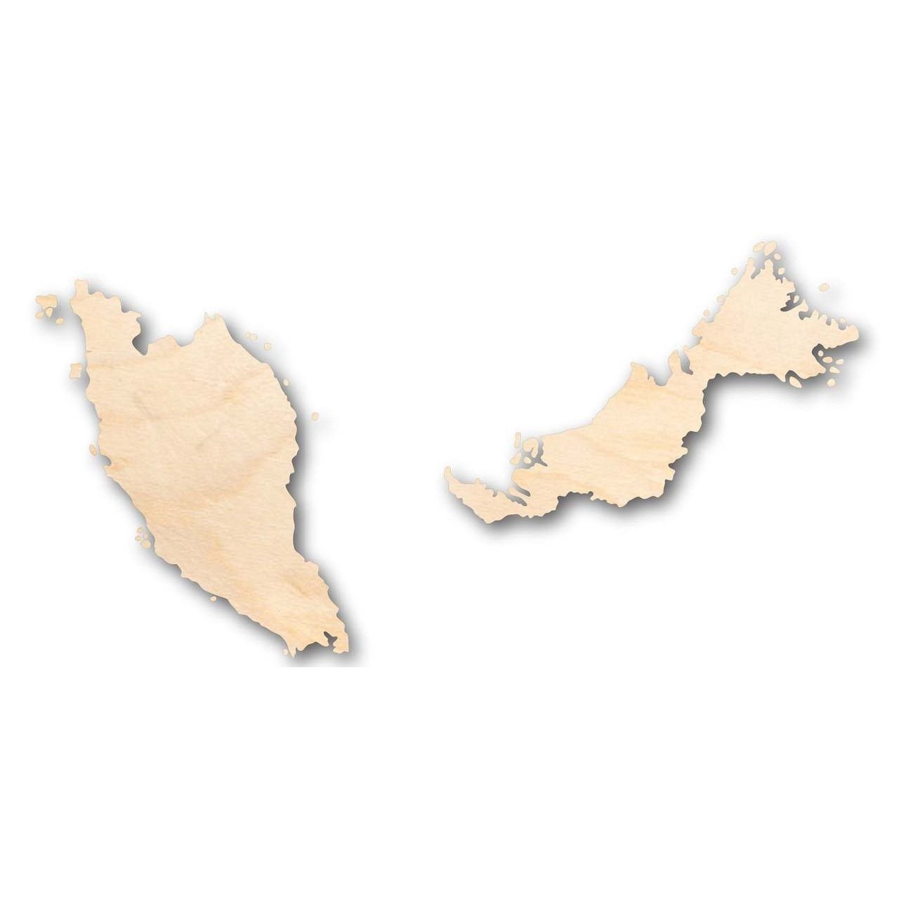 Unfinished Wooden Malaysia Shape 2 Pieces - Country - Craft - up to 24" DIY-24 Hour Crafts
