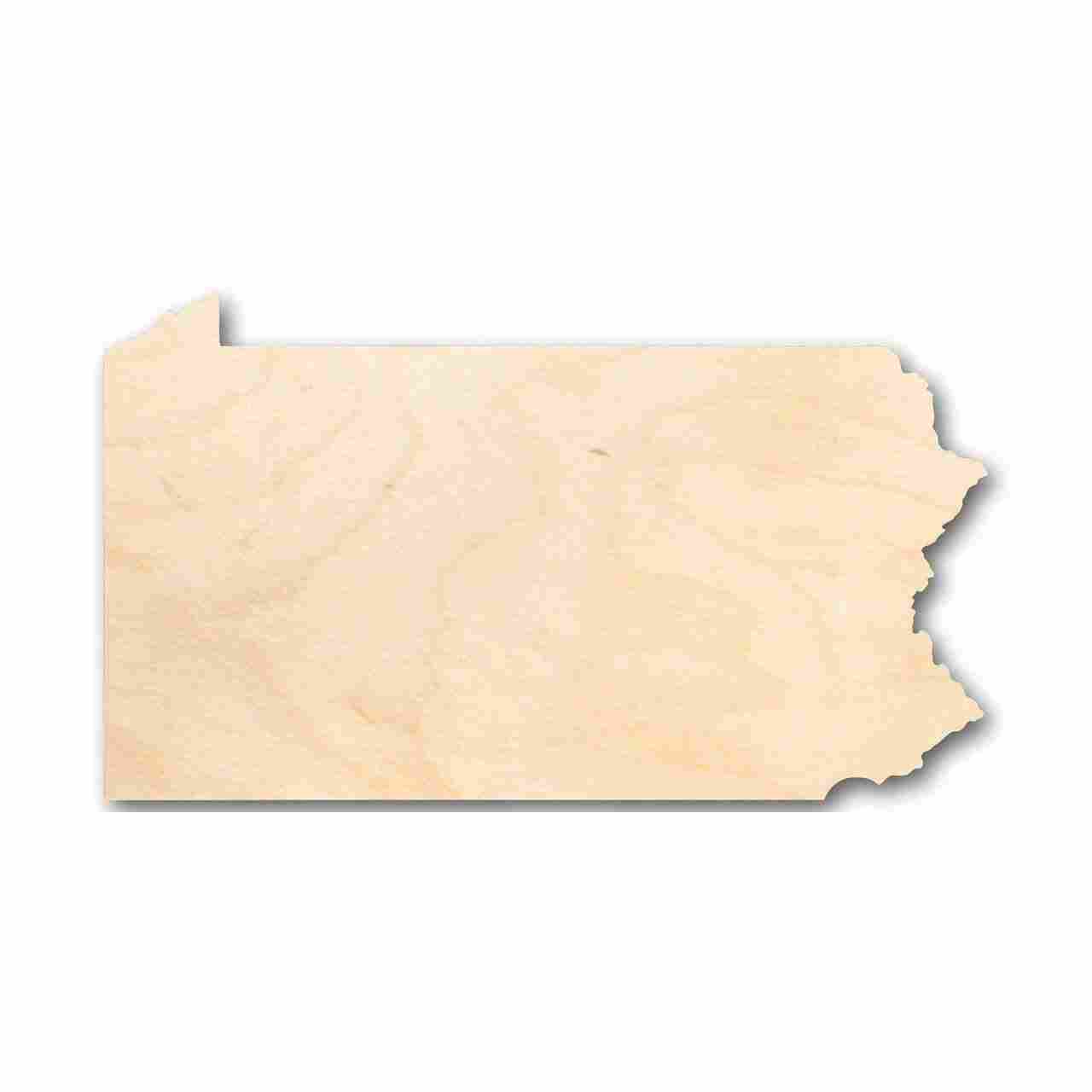 Unfinished Wooden Pennsylvania Shape - State - Craft - up to 24" DIY-24 Hour Crafts