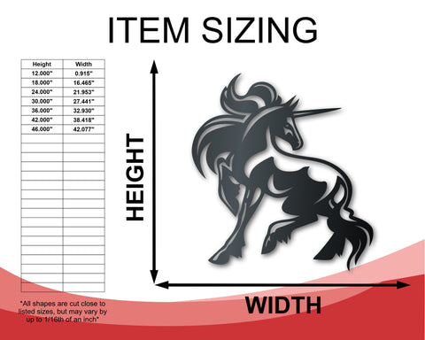 Metal Unicorn Wall Art - 14 Color Options