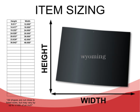 Metal Wyoming Wall Art - Custom Metal US State Sign - 14 Color Options