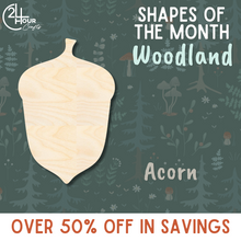 Load image into Gallery viewer, November Shape of the Month | Acorn Wood Cutout | Woodland | Unfinished Craft
