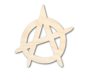 Unfinished Wood Anarchy Symbol | DIY Craft Cutout | Up to 36"