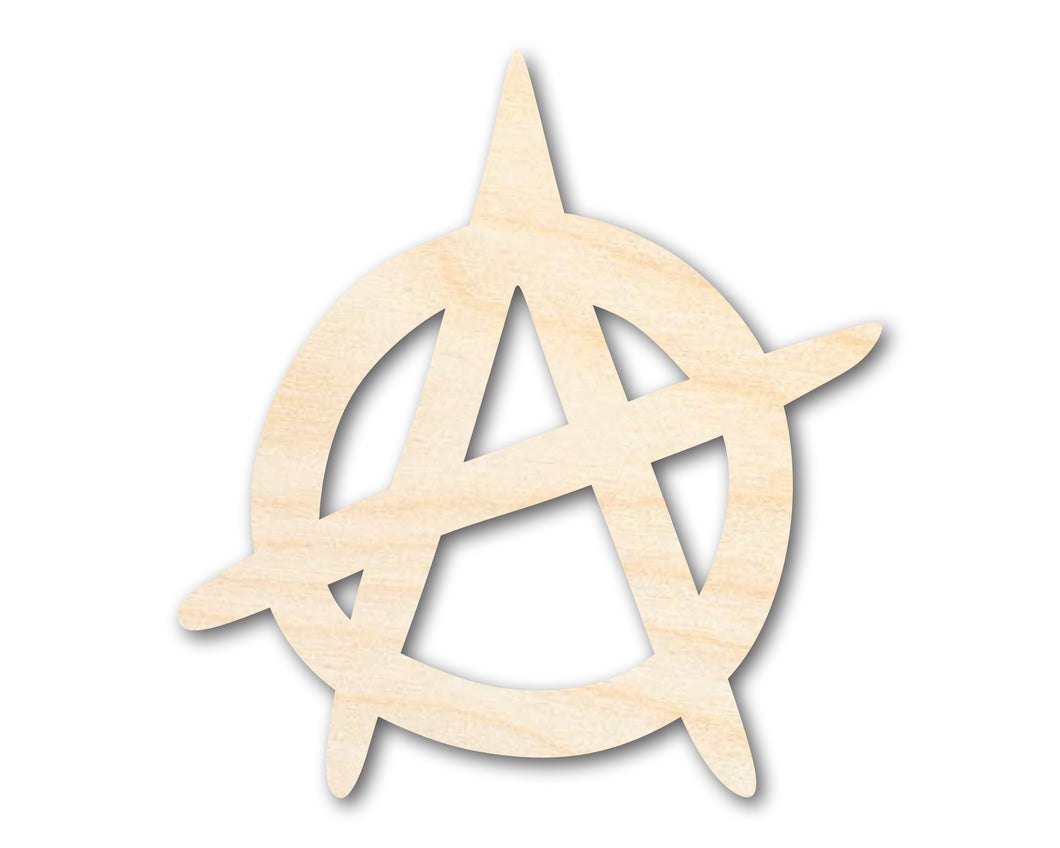 Unfinished Wood Anarchy Symbol | DIY Craft Cutout | Up to 36