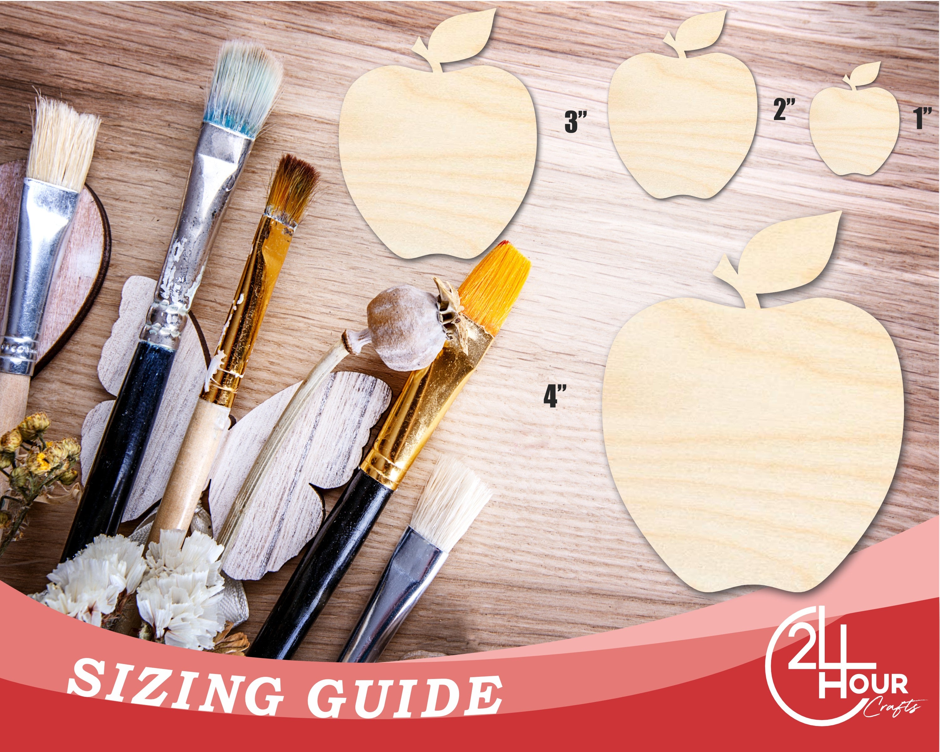 Unfinished Wood Apple Shape | DIY School Teacher Craft | Up to 36