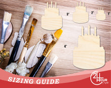 Load image into Gallery viewer, Unfinished Wood Birthday Cake Shape | DIY Craft Cutout | Up to 36&quot;
