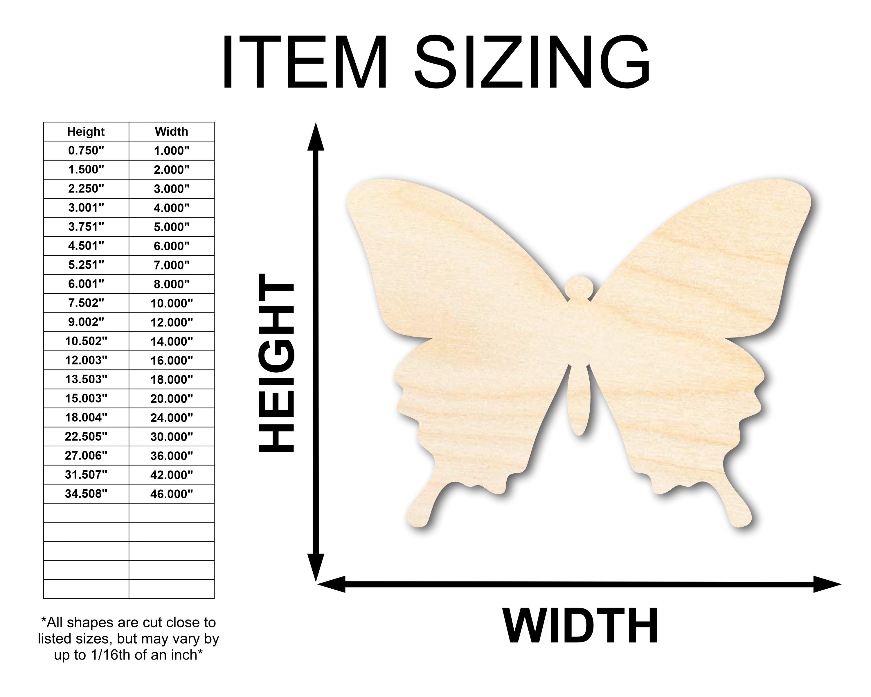 Unfinished Wood Butterfly | Insect | Animal | Wildlife | Craft Cutout | up to 24