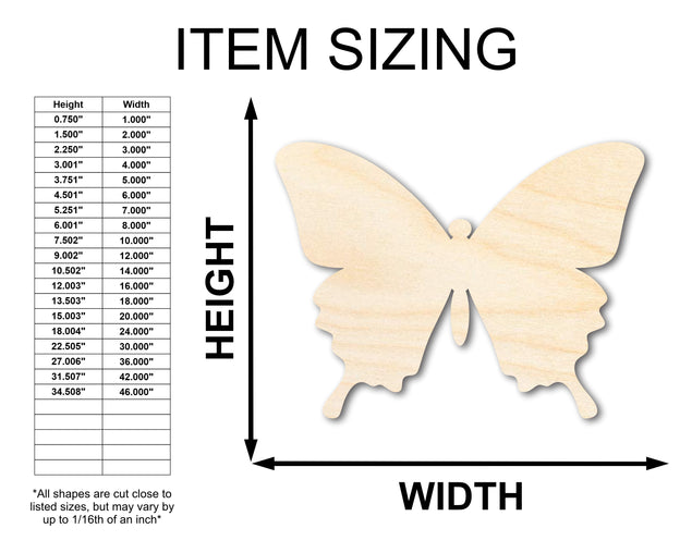 Unfinished Wood Butterfly | Insect | Animal | Wildlife | Craft Cutout | up to 24