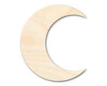 Load image into Gallery viewer, Unfinished Wood Crescent Moon Shape | DIY Celestial Night Sky Craft Cutout | Up to 36&quot;
