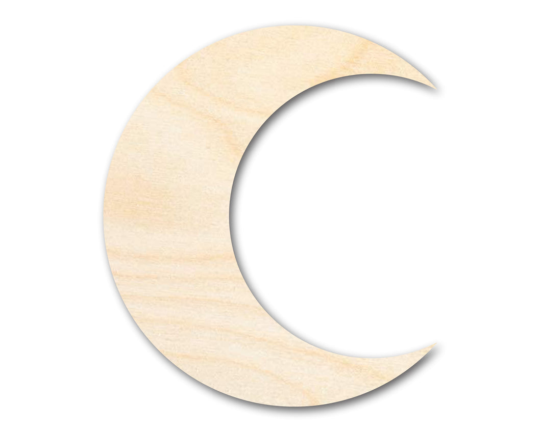 Unfinished Wood Crescent Moon Shape | DIY Celestial Night Sky Craft Cutout | Up to 36