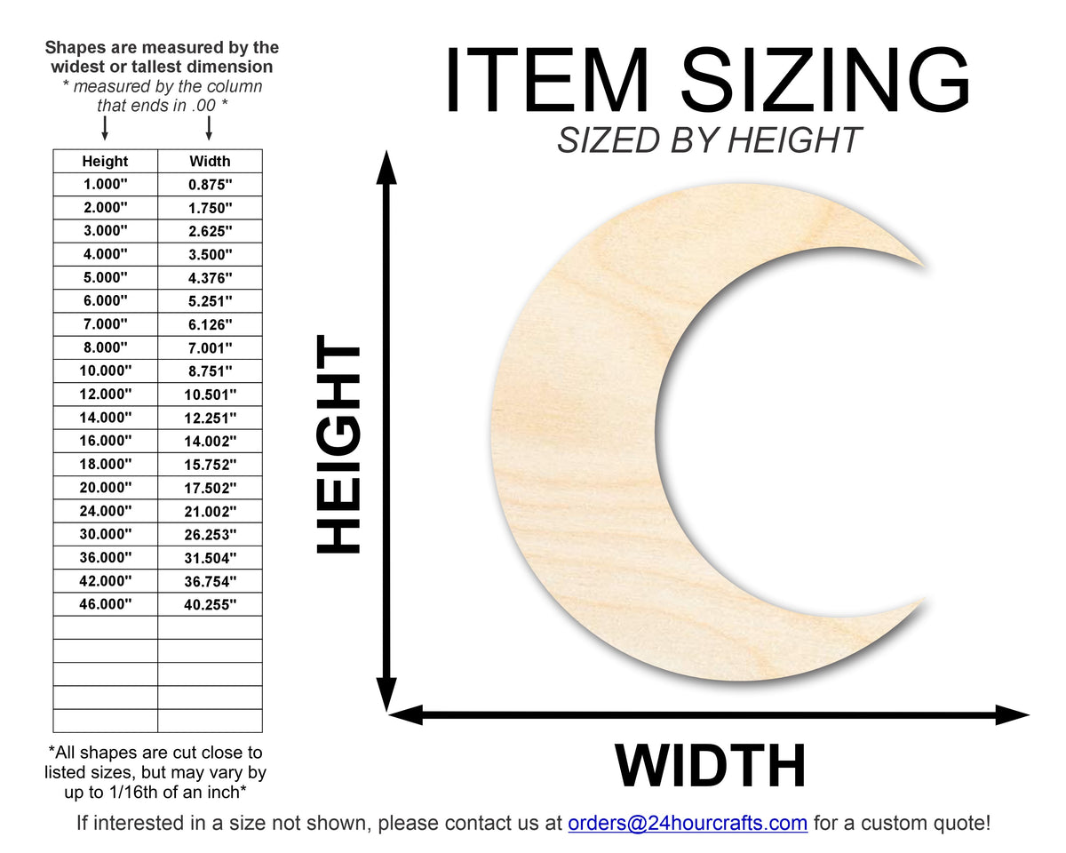 Unfinished Wood Crescent Moon Shape - Night Sky - Craft - up to 24 ...