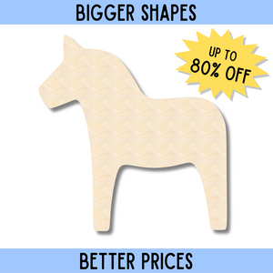 Bigger Better | Unfinished Wood Dala Horse Shape |  DIY Craft Cutout