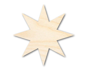 Unfinished Wood 8-Pointed Star Shape | DIY Craft Cutout | Up to 36"