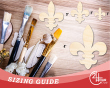 Load image into Gallery viewer, Unfinished Wood Fleur di Lis Shape | Saint&#39;s Football | France | DIY Craft Cutout | up to 46&quot;
