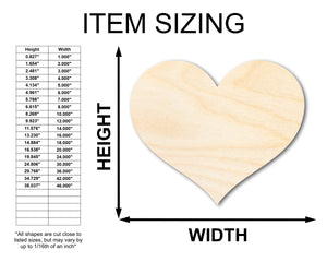 Unfinished Wood Classic Heart | Valentines Day | Weddings | DIY Craft Cutout | Up to 46"