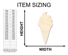 Load image into Gallery viewer, Unfinished Wood Ice Cream Shape | Soft Serve | Food | Summer | Craft Cutout | up to 24&quot; DIY
