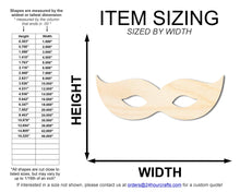 Load image into Gallery viewer, Unfinished Wood Mardi Gras Mask Shape | New Orleans | DIY Craft Cutout | up to 46&quot; DIY
