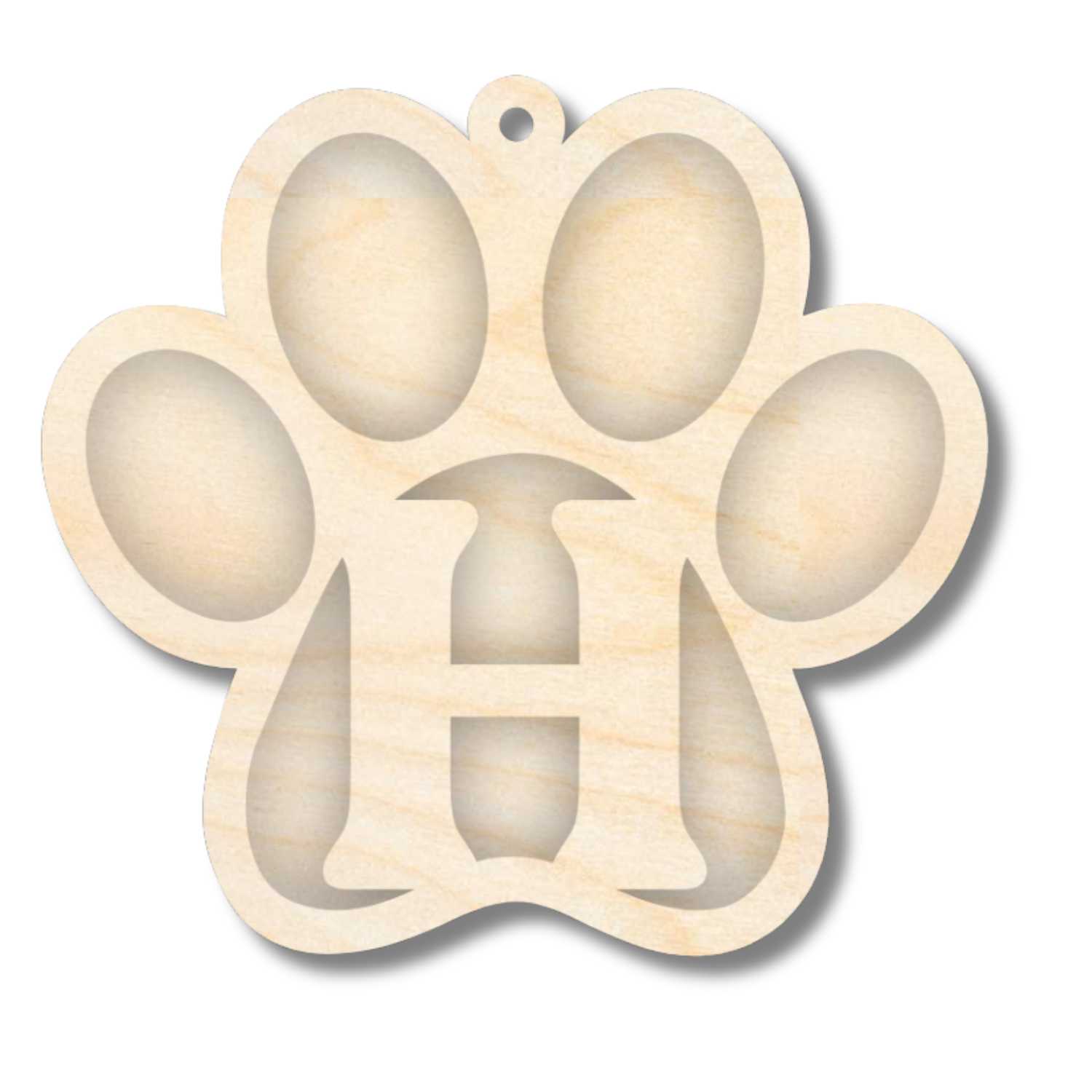 Unfinished Wood Layered Letter Paw Print Tags | A-Z | 2 Piece | 5
