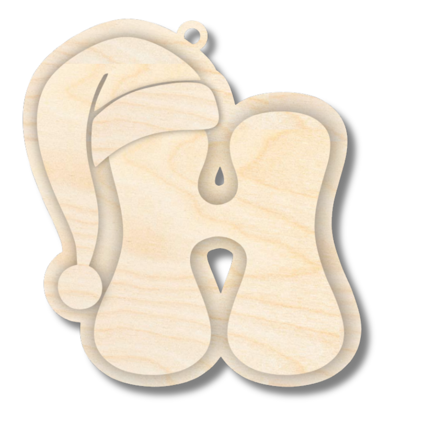 Unfinished Wood Layered Letter Santa Hat Tags | A-Z | 4 Piece | 6