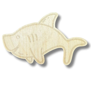 Unfinished Wood Etched Shark Shape | Paint By Line Crafts | up to 30" DIY