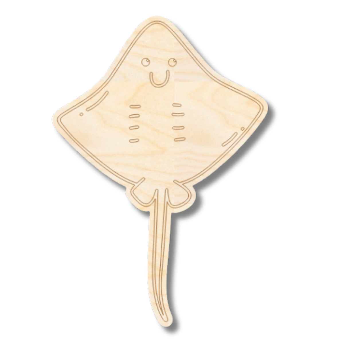 Wood Ray Pattern Unfinished Wood Etched Sting Ray Shape | Paint By Line Crafts | up to ...