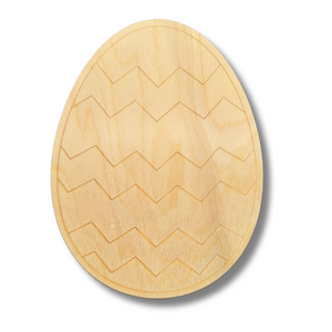 Unfinished Wood Etched Zig Zag Easter Egg Shape | Paint By Line Crafts | up to 30" DIY