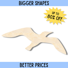 Load image into Gallery viewer, Bigger Better | Unfinished Wood Seagull Shape | DIY Craft Cutout |
