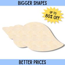 Load image into Gallery viewer, Bigger Better | Unfinished Wood Seashell Shape | DIY Craft Cutout |
