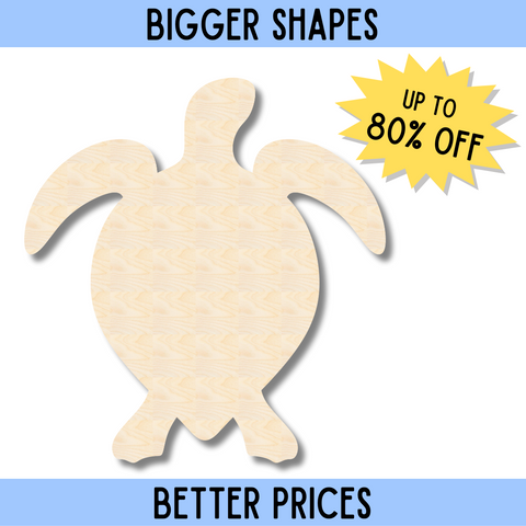 Bigger Better | Unfinished Wood Sea Turtle Shape |  DIY Craft Cutout
