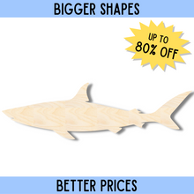 Load image into Gallery viewer, Bigger Better | Unfinished Wood Shark Shape | DIY Craft Cutout |
