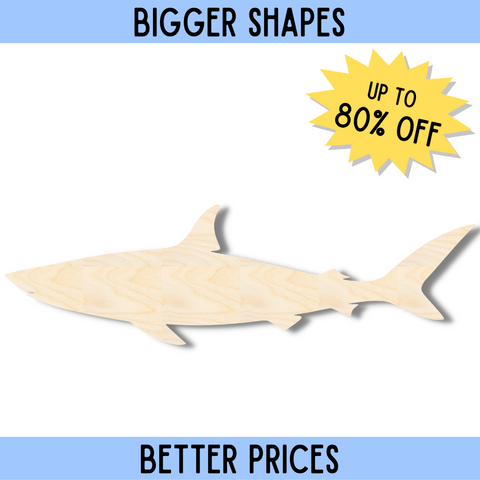 Bigger Better | Unfinished Wood Shark Shape | DIY Craft Cutout |