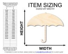 Load image into Gallery viewer, Unfinished Wood Umbrella Shape | Spring Rain | DIY Craft Cutout | up to 46&quot;
