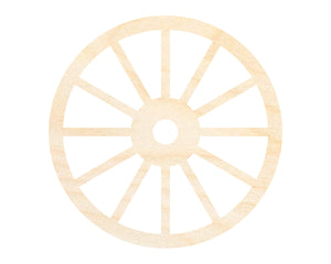 Unfinished Wood Wagon Wheel Shape | Rustic Farmhouse | DIY Craft Cutout | Up to 24"