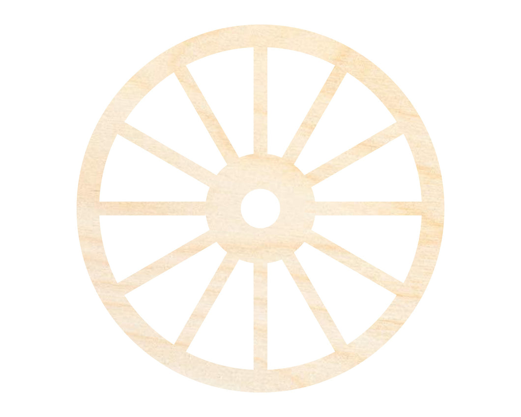 Unfinished Wood Wagon Wheel Shape | Rustic Farmhouse | DIY Craft Cutout | Up to 24