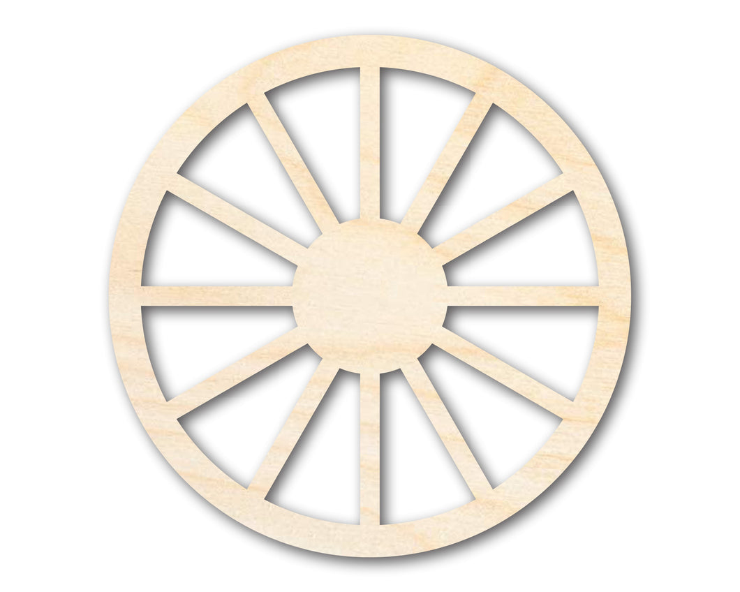Unfinished Wood Wagon Wheel Shape | Rustic Farmhouse | DIY Craft Cutout | Up to 24