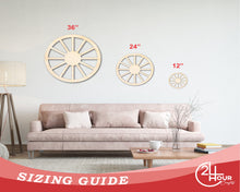 Load image into Gallery viewer, Unfinished Wood Wagon Wheel Shape | Rustic Farmhouse | DIY Craft Cutout | Up to 24&quot;
