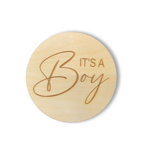 It's A Boy Engraved Round | Engraved Wood Cutouts | 1/4" Thick |