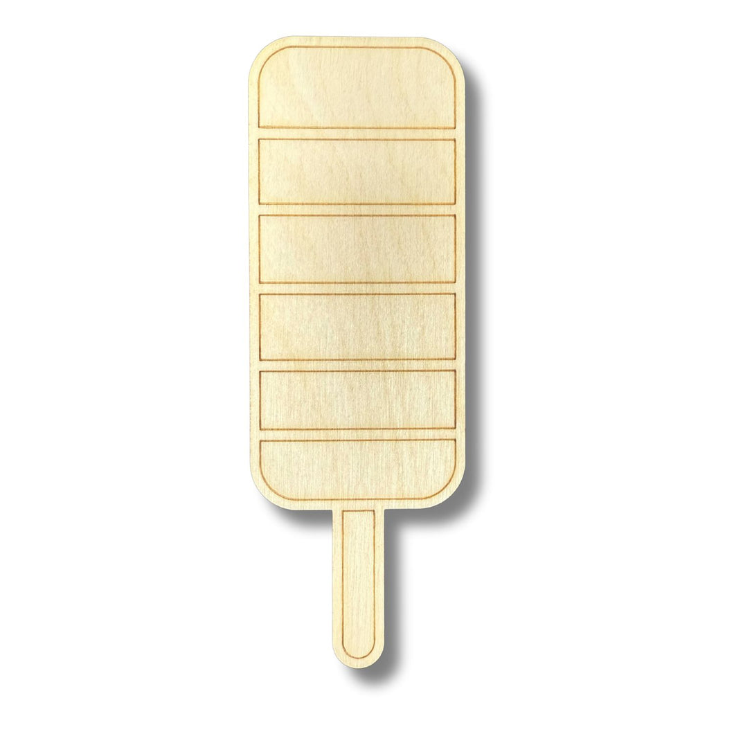 Unfinished Wood Etched Striped Popsicle Shape | Paint By Line Crafts | up to 30