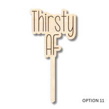 Load image into Gallery viewer, Unfinished Wood Funny Plant Stakes | 24 Options | 5&quot; Tall | 1/8&quot; Wood | Wood Craft Cutout
