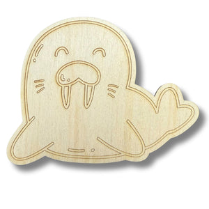 Unfinished Wood Etched Walrus Shape | Paint By Line Crafts | up to 30" DIY