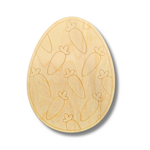 Unfinished Wood Etched Carrot Easter Egg Shape | Paint By Line Crafts | up to 30" DIY