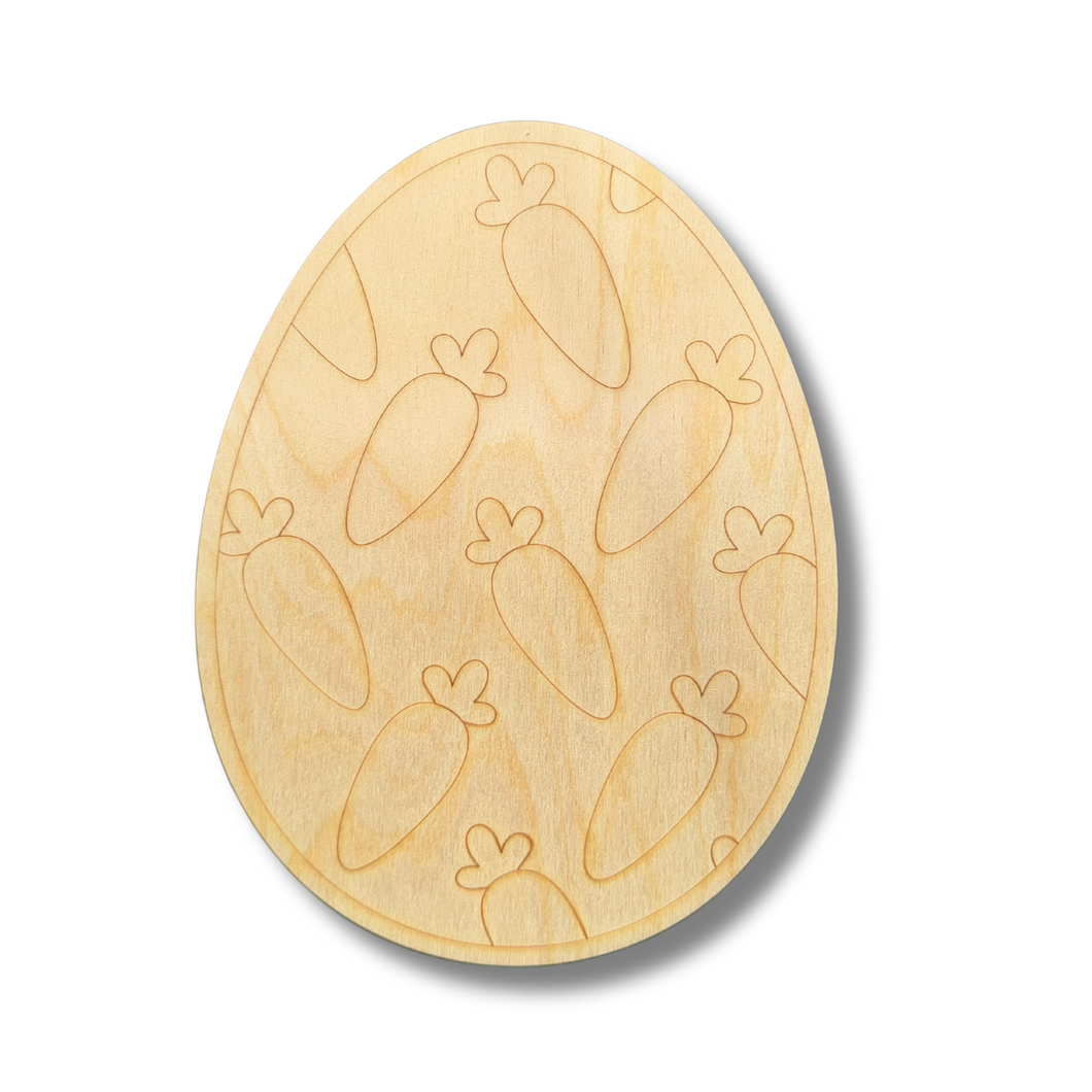 Unfinished Wood Etched Carrot Easter Egg Shape | Paint By Line Crafts | up to 30